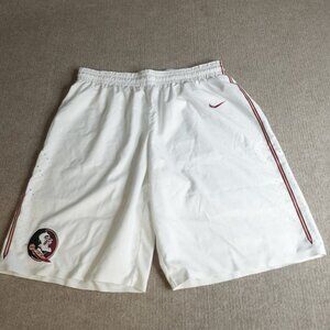 Nike Basketball Shorts 38 White Player Issued 2+ Length Florida Seminoles 2015